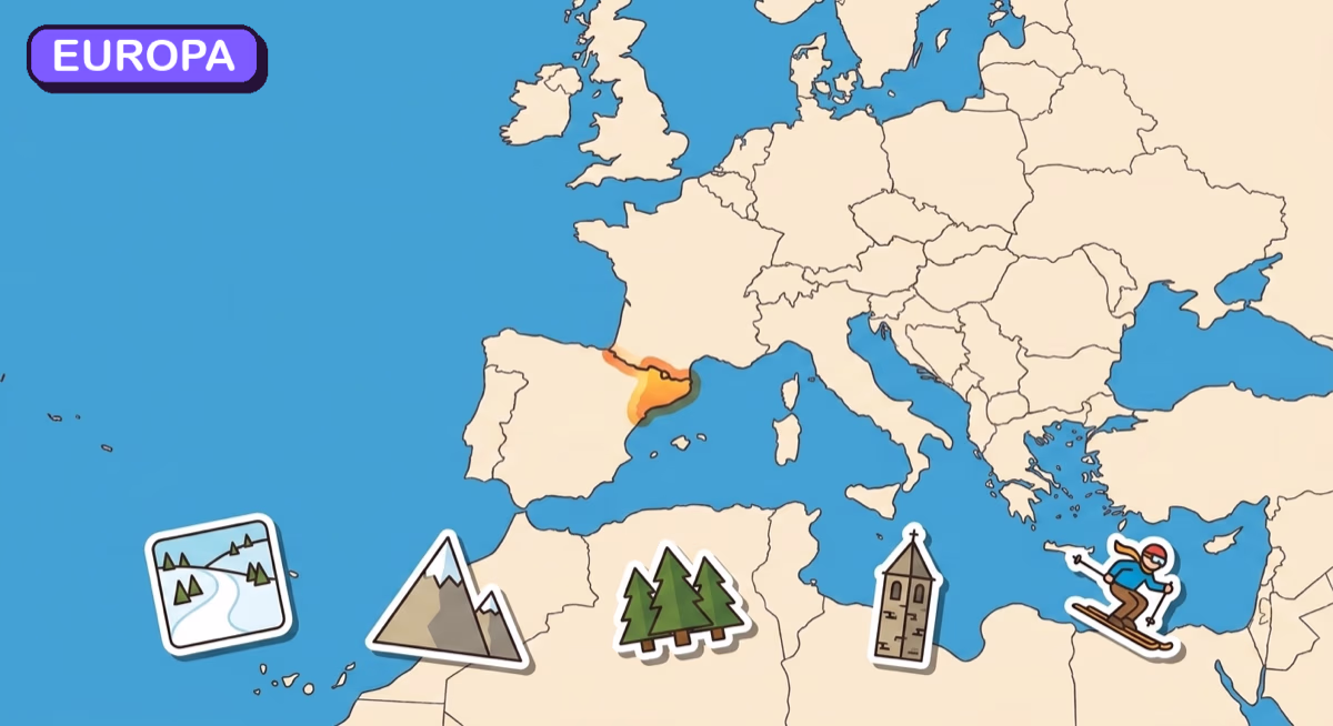 Mapa: Andora na tle Europy