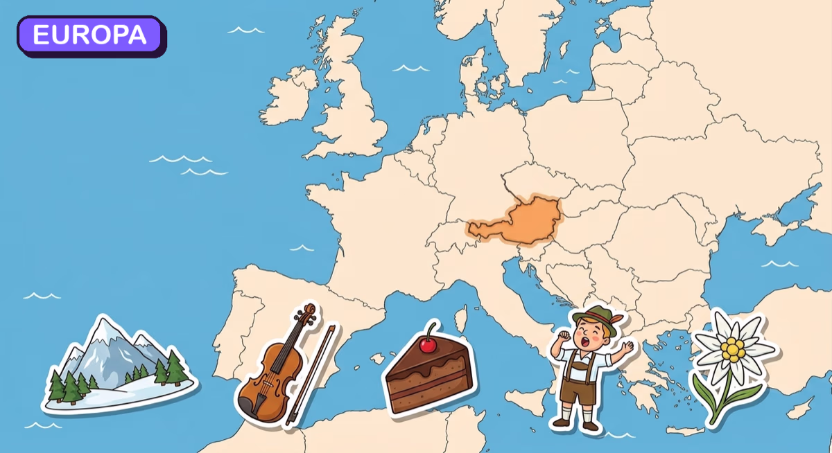 Mapa: Austria na tle Europy