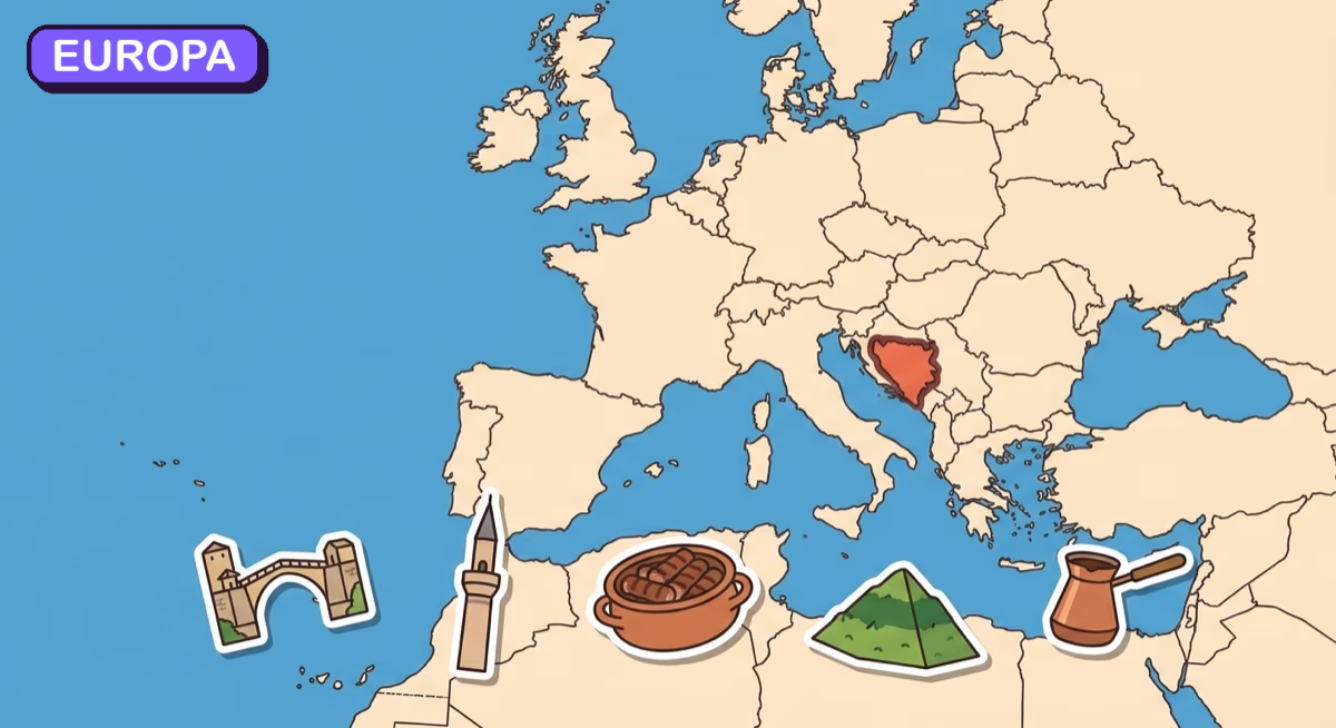 Mapa: Bośnia i Hercegowina na tle Europy