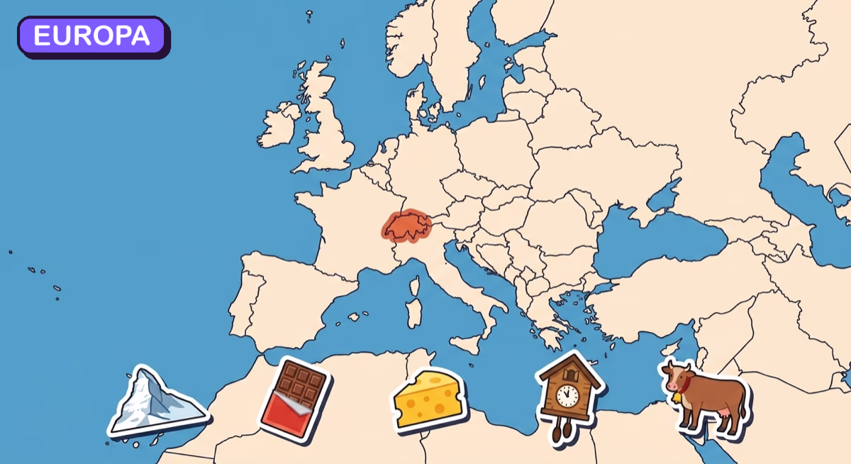 Mapa: Szwajcaria na tle Europy