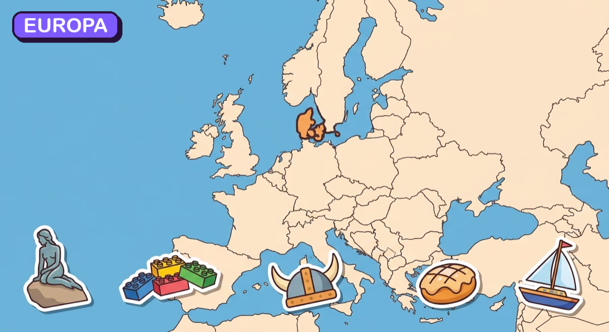Mapa: Dania na tle Europy