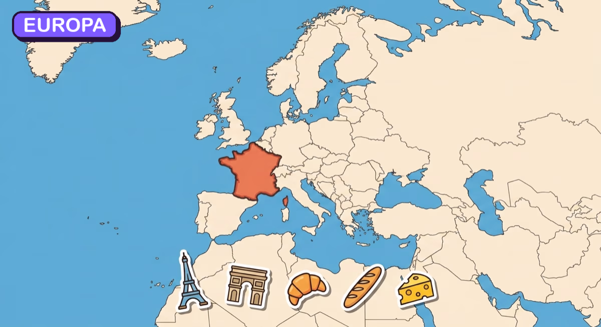 Mapa: Francja na tle Europy