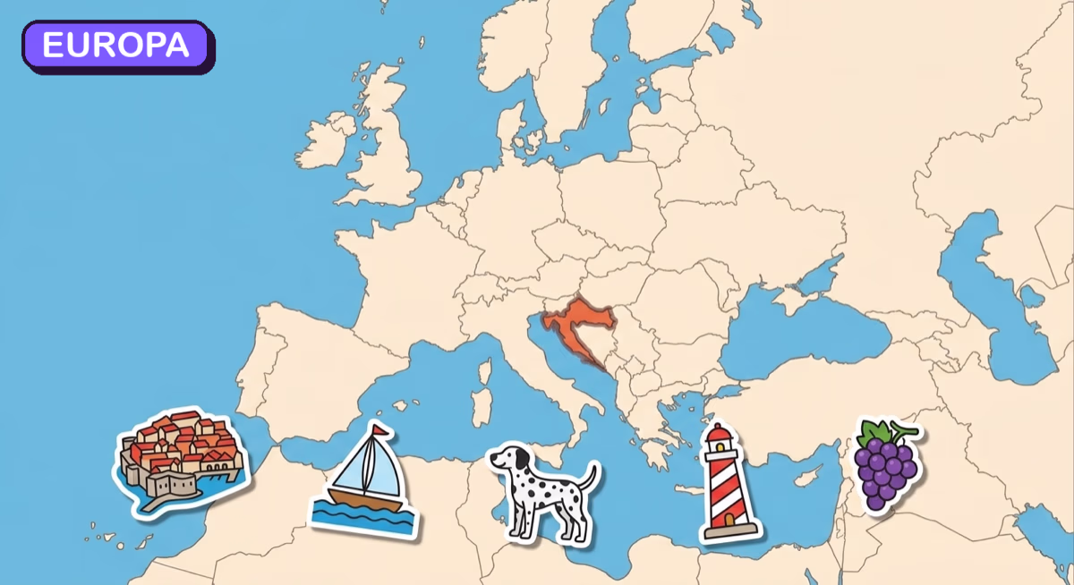 Mapa: Chorwacja na tle Europy