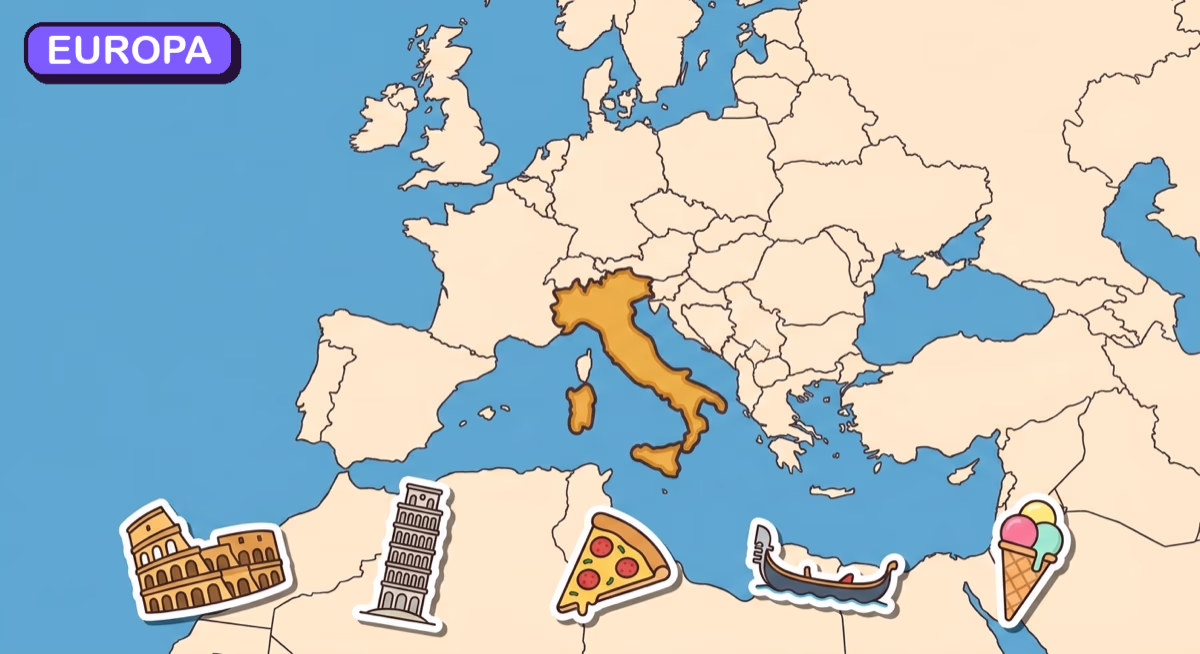 Mapa: Włochy na tle Europy