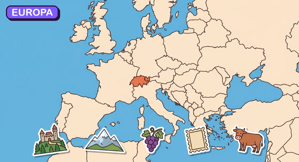 Mapa: Liechtenstein na tle Europy