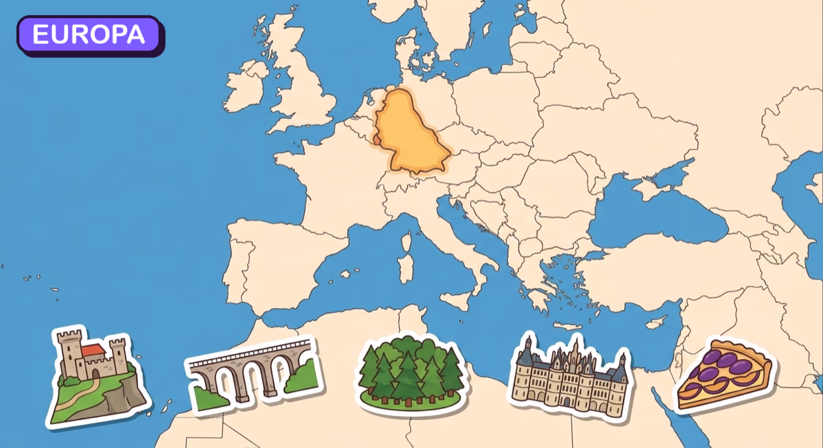 Mapa: Luksemburg na tle Europy