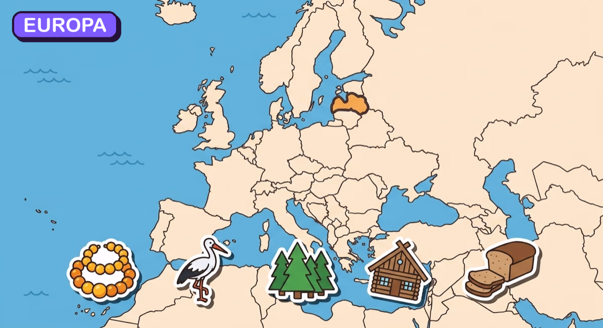 Mapa: Łotwa na tle Europy