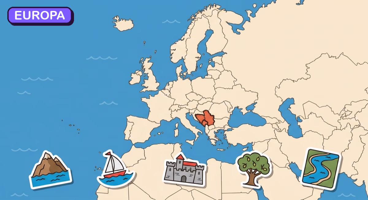 Mapa: Czarnogóra na tle Europy