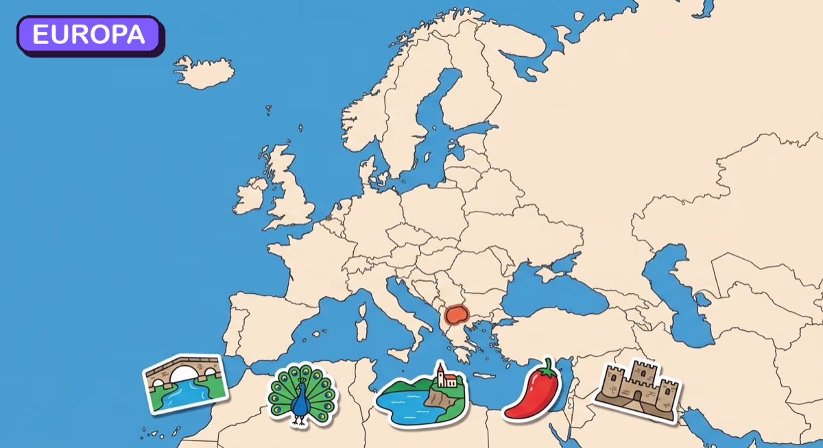 Mapa: Macedonia Północna na tle Europy