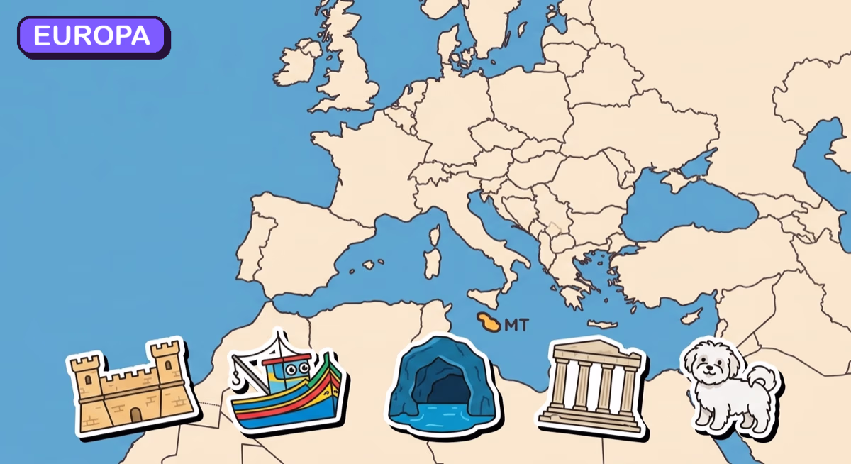 Mapa: Malta na tle Europy