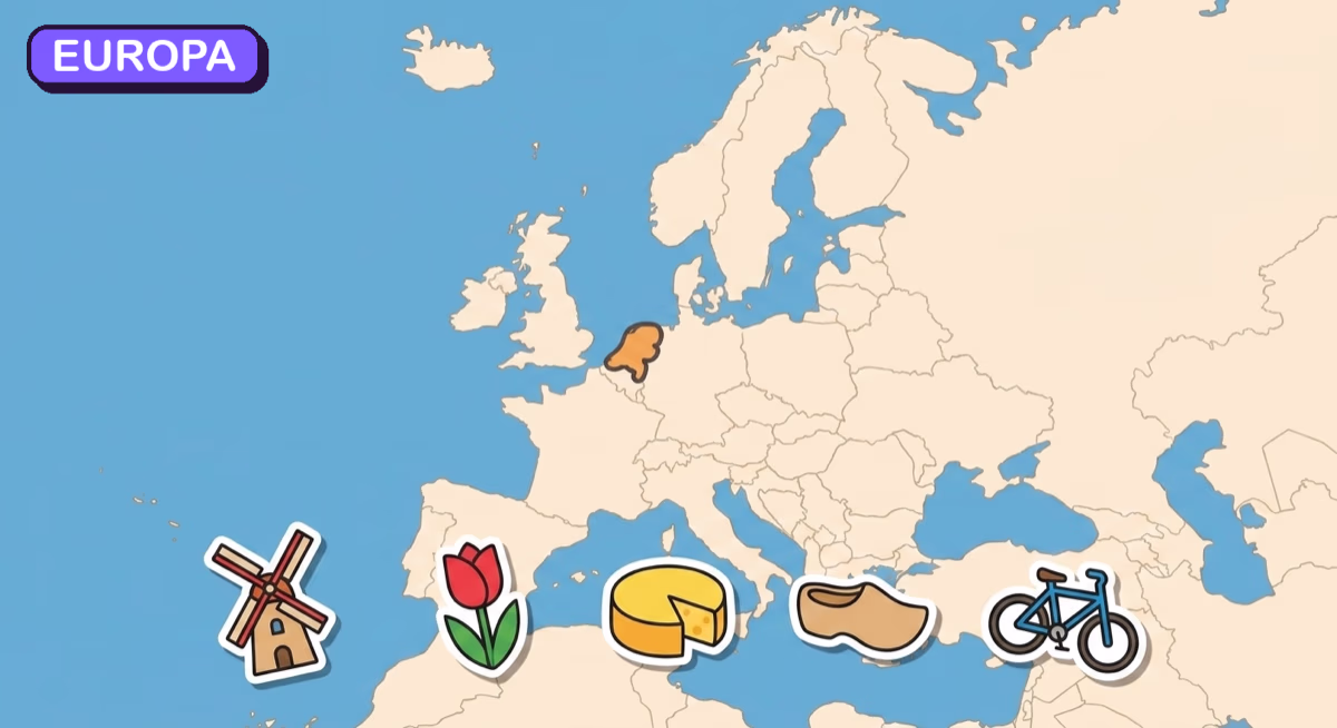 Mapa: Holandia na tle Europy