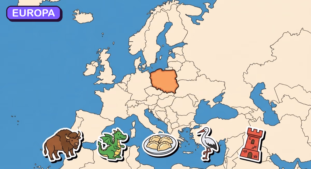 Mapa: Polska na tle Europy