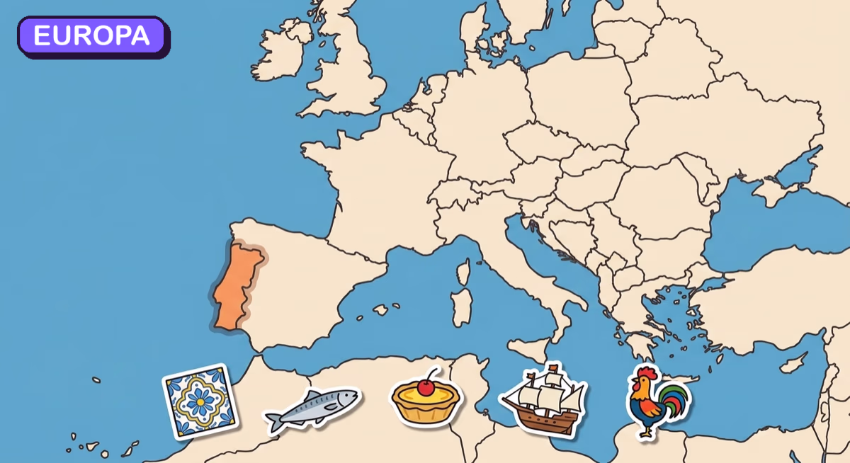 Mapa: Portugalia na tle Europy