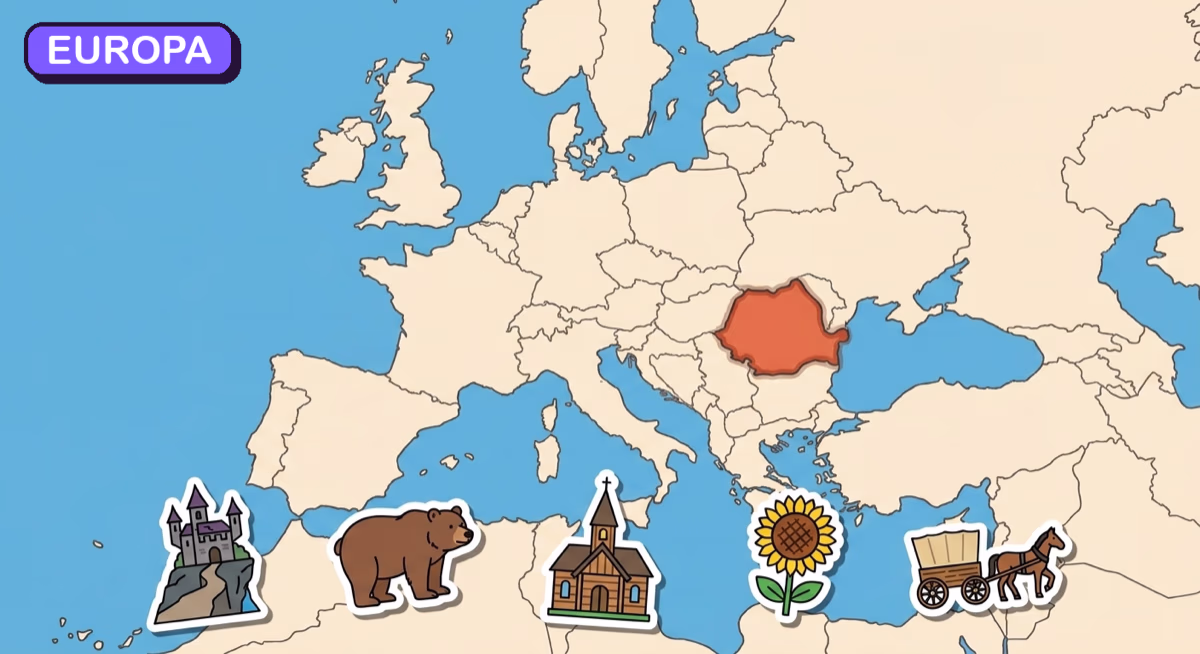 Mapa: Rumunia na tle Europy