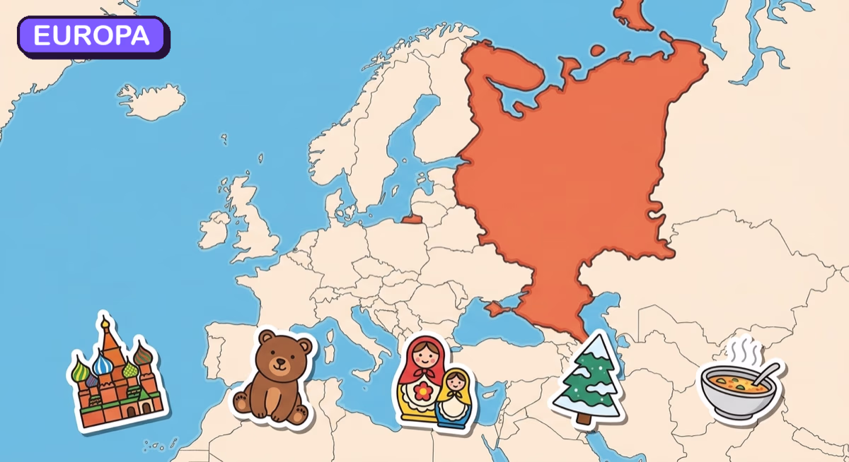 Mapa: Rosja na tle Europy