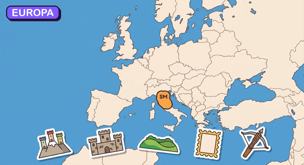 Mapa: San Marino na tle Europy
